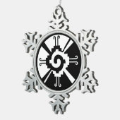 Maya-symbool Glyph Central American civilis en Tin Sneeuwvlok Ornament (Rechts)