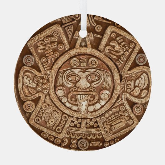 Maya Tribal Pagan: Sierlijke textuur Glas Ornament (Achterkant)