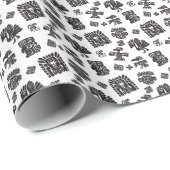 Maya Zwart Wit Etnisch Patroon Cadeaupapier (Rol Hoek)