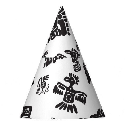 Maya Zwart Wit Etnisch Patroon Feesthoedjes (Voorkant)