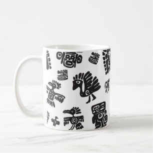 Maya Zwart Wit Etnisch Patroon Koffiemok