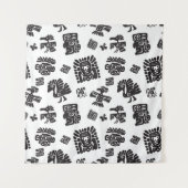 Maya Zwart Wit Etnisch Patroon Wandkleed (Voorkant)