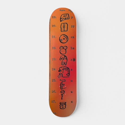 Mayan Alfabet Skateboard (Voorkant)