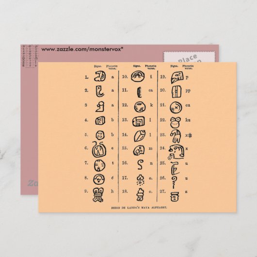 Mayan Alphabet Briefkaart (Voorkant / Achterkant)
