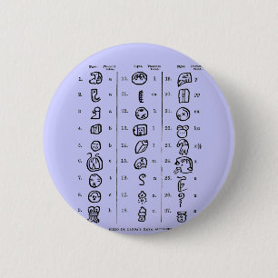 Mayan Alphabet Ronde Button 5,7 Cm