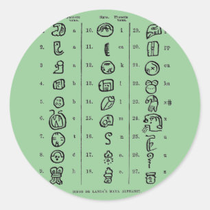 Mayan Alphabet Ronde Sticker