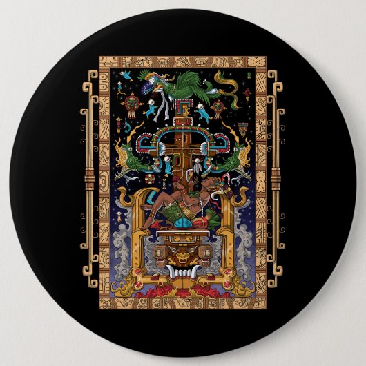 Mayan Astronaut King Pakal Ronde Button 6,0 Cm (Voorkant)
