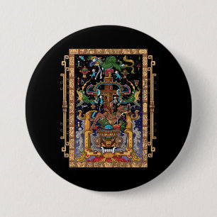Mayan Astronaut King Pakal Ronde Button 7,6 Cm