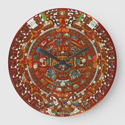 Mayan Aztec Calendar Round Wall Clock Grote Klok (Voorkant)