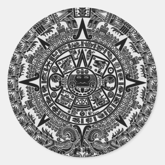 Mayan Aztec Calendar (zwart) dec.21, 2012 Ronde Sticker (Voorkant)