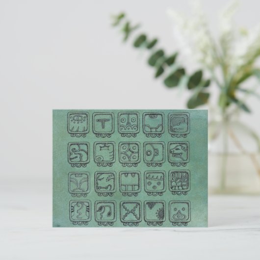 Mayan Aztec Day Signs on Green Briefkaart (Staand voorkant)