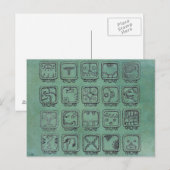 Mayan Aztec Day Signs on Green Briefkaart (Voorkant / Achterkant)