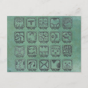Mayan Aztec Day Signs on Green Briefkaart