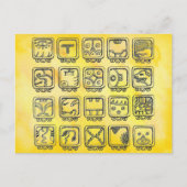 Mayan Aztec Day Signs on Yellow Briefkaart (Voorkant)