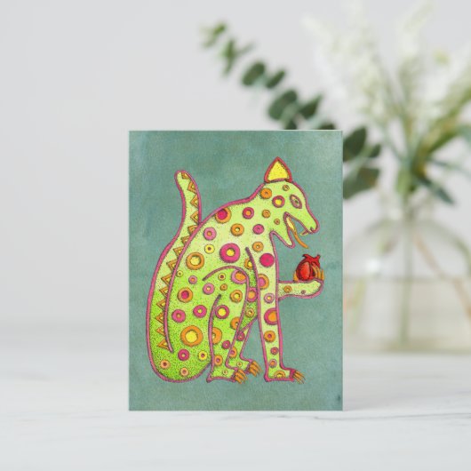 Mayan Aztec Jaguar over het Briefkaart van de groe (Staand voorkant)