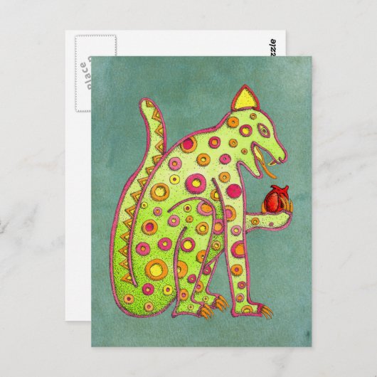 Mayan Aztec Jaguar over het Briefkaart van de groe (Voorkant / Achterkant)