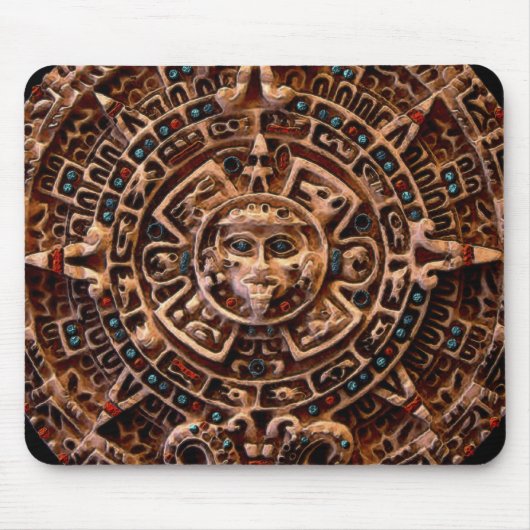 Mayan-Aztec Sacred Sun Calendar Art Mousepad Muismat (Voorkant)