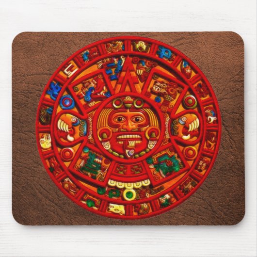 Mayan-Aztec Sacred Sun Calendar Art Mousepad Muismat (Voorkant)