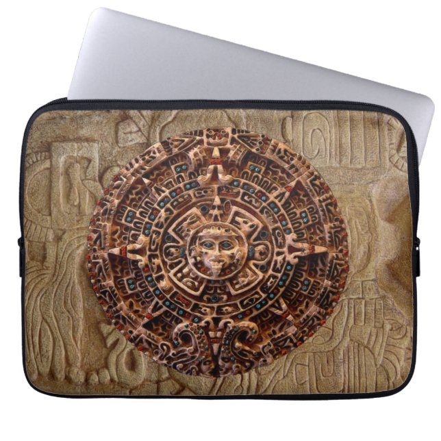 Mayan-Aztec Sun Calendar Old Mexico-laptophoes Laptop Sleeve (Voorkant)