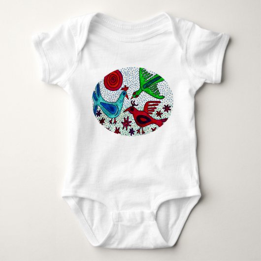 Mayan Birds Baby Creeper Romper (Voorkant)