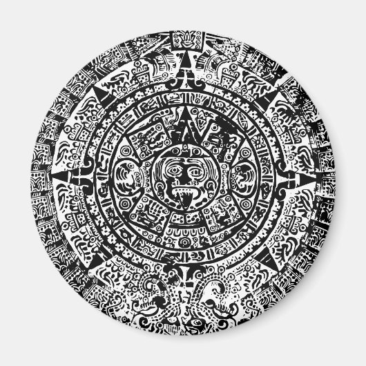 Mayan Calendar Black Magneet (Voorkant)