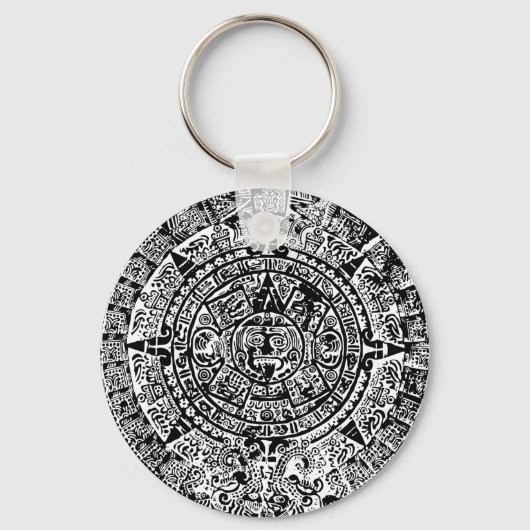Mayan Calendar Black Sleutelhanger (Voorkant)