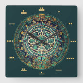 Mayan Calendar Clock with Mayan Numbers Vierkante Klok (Voorkant)