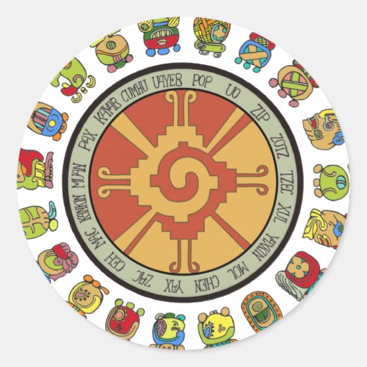 Mayan Calendar Design Ronde Sticker (Voorkant)