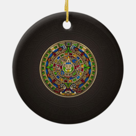 Mayan Calendar - kleur Keramisch Ornament (Achterkant)