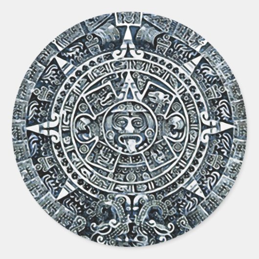 Mayan Calendar/Maya Kalender Ronde Sticker (Voorkant)