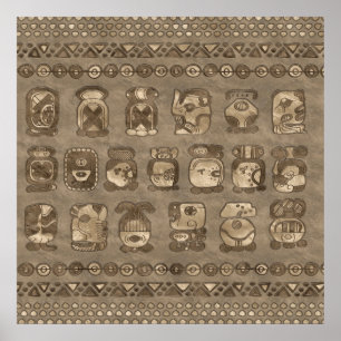 Mayan Calendar Month glyphs Poster