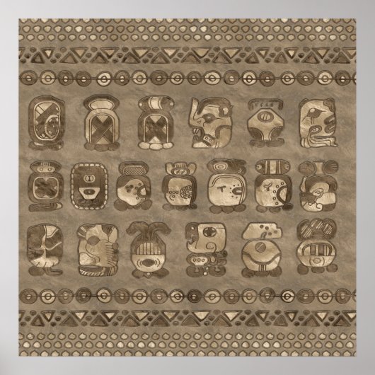 Mayan Calendar Month glyphs Poster (Voorkant)