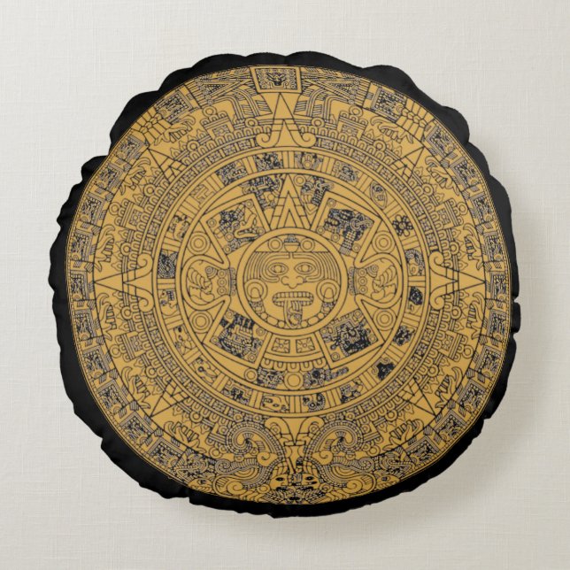 Mayan Calendar Rond Kussen (Voorkant)