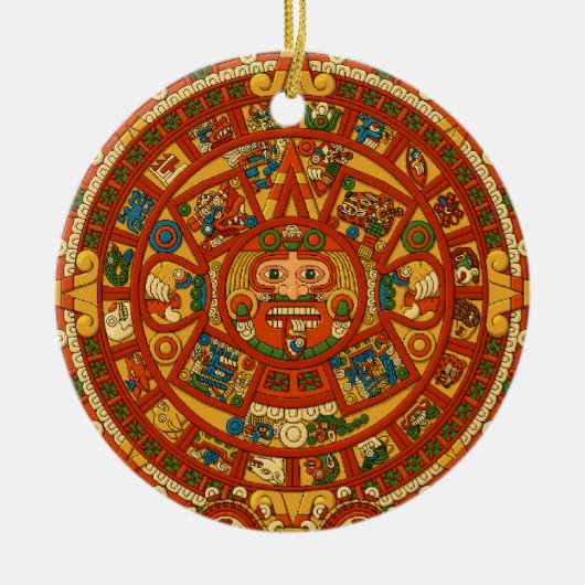 "Mayan Calendar Stone" Keramisch Ornament (Voorkant)
