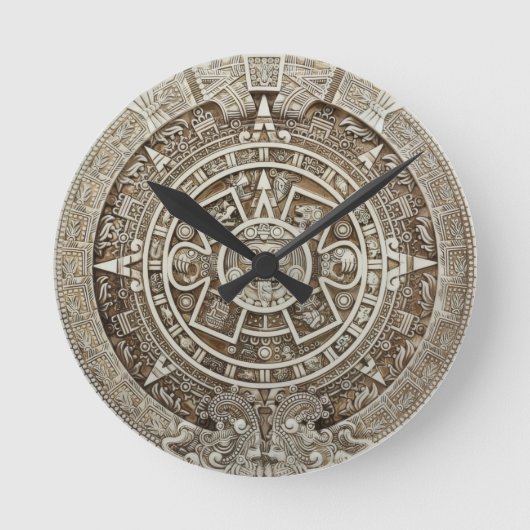 Mayan Calendar Wall Clock Ronde Klok (Voorkant)