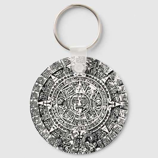 Mayan Calendar White Sleutelhanger (Voorkant)