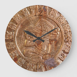 Mayan Carved Metal Aztec Mexican Art History Clock Grote Klok