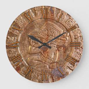 Mayan Carved Metal Aztec Mexican Art History Clock Grote Klok