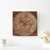 Mayan Carved Metal Aztec Mexican Art History Clock Vierkante Klok (Huis)