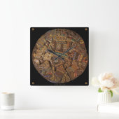 Mayan Carved Stone Aztec Mexican Art History Clock Vierkante Klok (Huis)