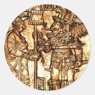 Mayan Carvings Foto serie #1 Ronde Sticker