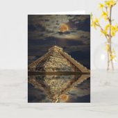 Mayan Chichen Itza Temple & Moon Greeting Card Kaart (Gele Bloem)