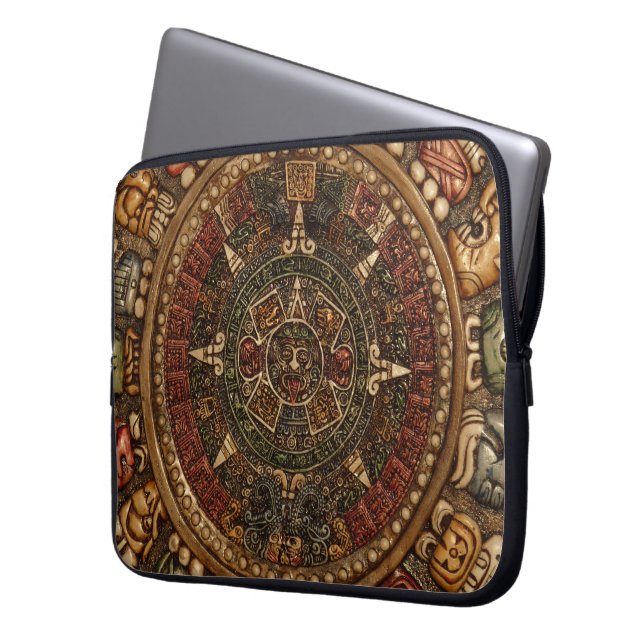 Mayan en Aztec Calendar door Grassrootsdesigns4u! Laptop Sleeve (Voorkant Links)