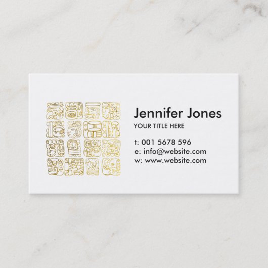 Mayan en aztec glyphs gold visitekaartje (Voorkant)