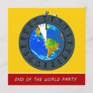Mayan End of the World Stopwatch Party Invitation Kaart