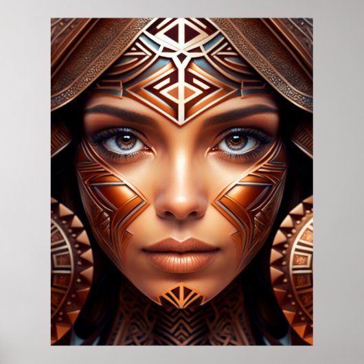 Mayan Flavored Abstract Metallic Face Makeup Poster (Voorkant)