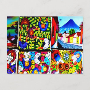 Mayan folkloric mural Guatemala briefkaart