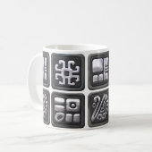 Mayan Glyphs - Black en Silver Koffiemok (Voorkant links)