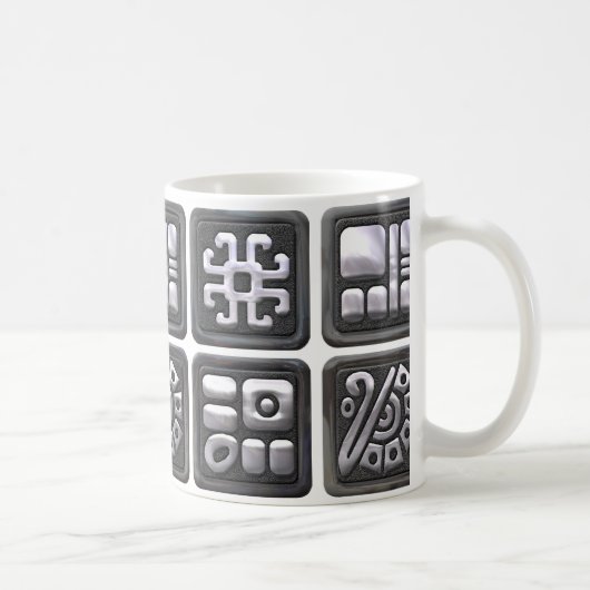 Mayan Glyphs - Black en Silver Koffiemok (Rechts)