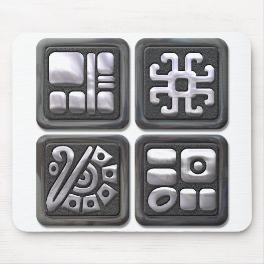 Mayan Glyphs-black en Silver Muismat (Voorkant)